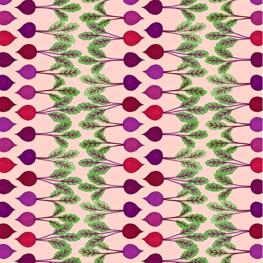 The Kitchen Garden Beetroot on pink by Lewis and Irene 100% Cotton Fabric