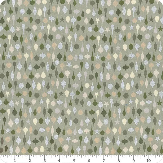 Snowfall Metallic baubles on sage