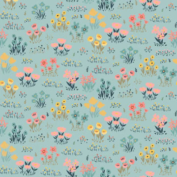 Painted Blossoms - Wildflowers teal