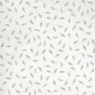 Botanicals - parchment - feathers on light grey - Moda - 100% Cotton Fabric