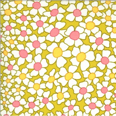 A Blooming Bunch - Daisies on Lime - 100% Cotton Fabric
