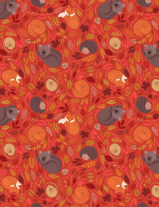 A Winter nap - Lewis and Irene - Hibernating animals - 100% Cotton fabric