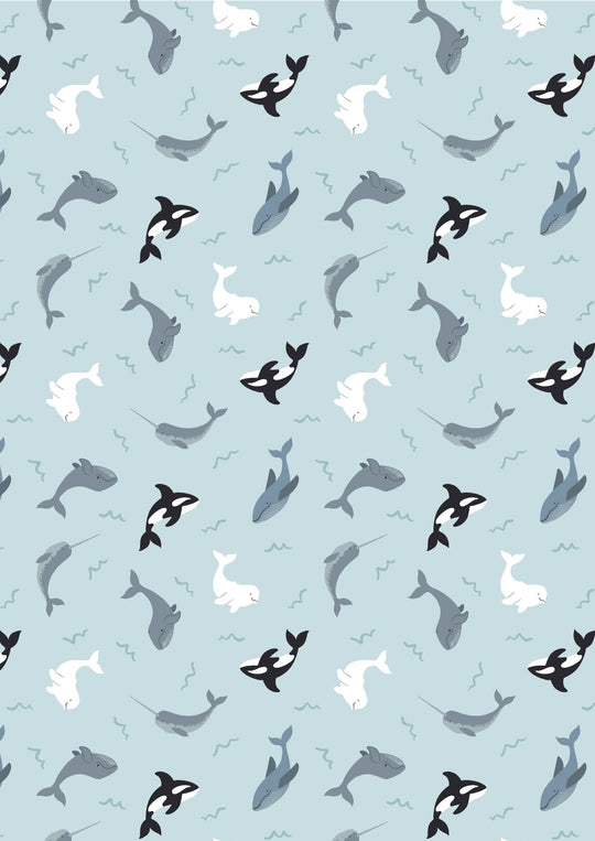 Small Things Polar Animals whales on blue