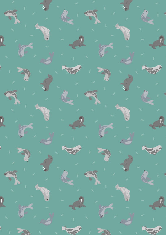 Small Things Polar Animals seals on marine green
