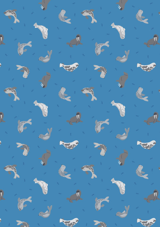 Small Things Polar animals seals on pearl blue