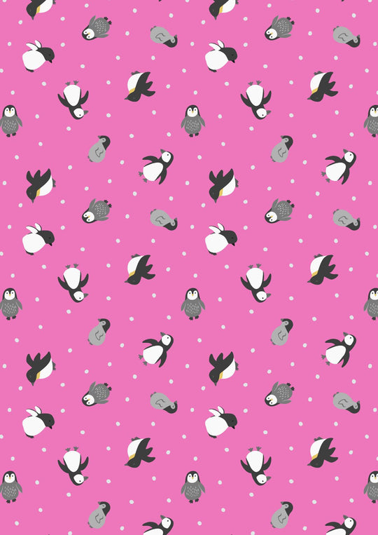 Small Things Polar Animals ; penguins on aurora pink