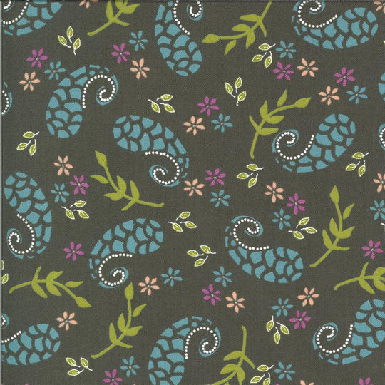 Balboa - Paisley on charcoal - Moda - 100% Cotton fabric