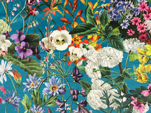 Crafty Velvet floral on turqoise